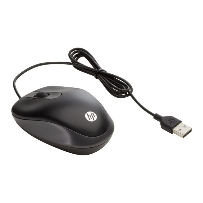 HP Travel Mouse Raton USB - 1000 DPI - Diseño Ultraligero y Supercompacto para Viaje - 2 Botones + Rueda de Desplazamiento - Ambidiestro - Color Negro