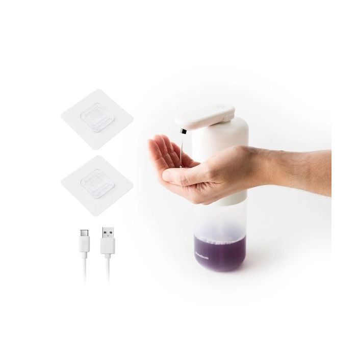 Innovagoods Bitesap Dipensador de Jabon Liquido Automatico - Bateria 1200mAh - Deposito de 350ml - IPX5 - Recargable - Sistema Antigoteo - 11x21.5x6.5cm - Color Blanco