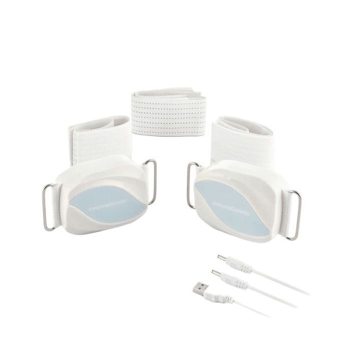 Innovagoods Bubratt Cinturon Masajeador Vibratorio - 18W - Cable 130cm - 4500rpm - Cierre con Velcro - Color Blanco y Azul