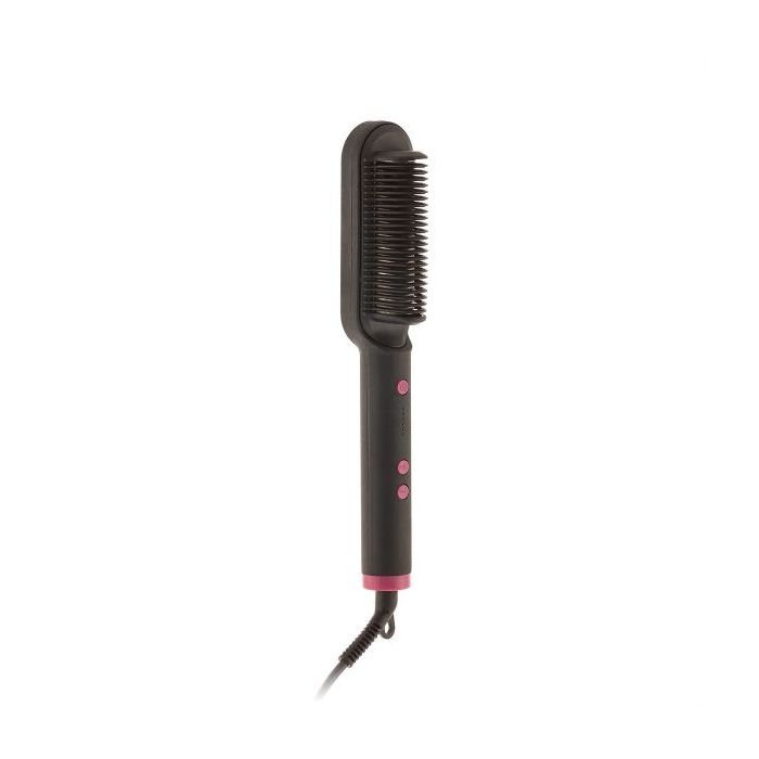 Innovagoods Cestrus Cepillo Alisador Ceramico - Potencia 45W - Cable Giratorio 150cm - Temperatura Regulable - Proteccion Antiquemaduras - 27x4x4.2cm - Color Negro y Fucsia