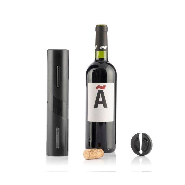 Innovagoods Corkbot Sacacorchos Electrico - ABS y Acero - Ergonomico - Funciona con Pilas - Facil de Usar - Ventana de Visualizacion - Elegante - Color Negro