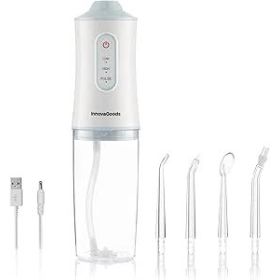 Innovagoods Denter Irrigador Dental Inalambrico - Potencia 4W - Presion 110psi - Bateria 2000mAh - Deposito de 220ml - IPX6 - Recargable - 6x21.3cm - Color Blanco