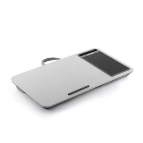 Innovagoods Deskion Soporte para Portatil con Cojin XL - Multifuncion - Antideslizante - Alfombrilla de Raton - Ranura para Smartphone - 57.5x30.5x5.8cm - Color Gris y Negro
