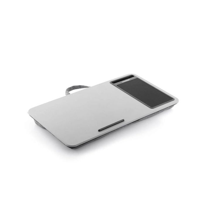 Innovagoods Deskion Soporte para Portatil con Cojin XL - Multifuncion - Antideslizante - Alfombrilla de Raton - Ranura para Smartphone - 57.5x30.5x5.8cm - Color Gris y Negro