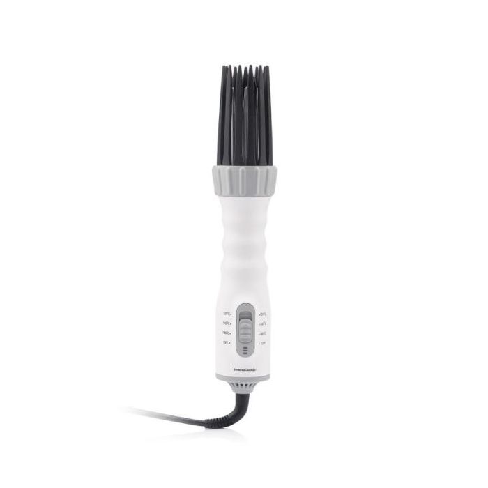 Innovagoods Dryple Cepillo 3 en 1 - Potencia 550W - Cable Giratorio 225cm - Temperatura Regulable - Multifuncion - Revestimiento Ceramico - 6x30cm - Color Blanco y Gris