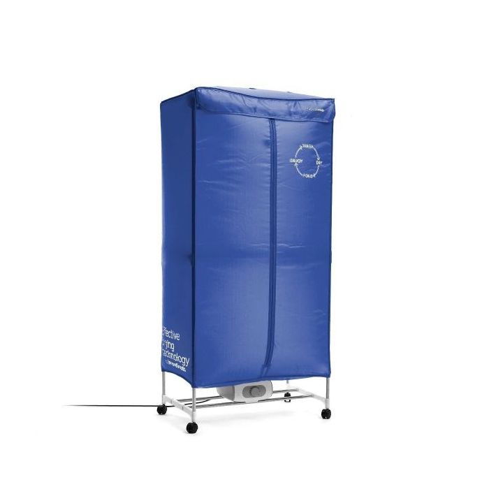 Innovagoods Dupledry Blue Secadora Electrica Portatil de 2 Alturas - 1200W - Capacidad 15kg - Cable 140cm - Temperatura hasta 70ºC - Acero Inoxidable - Temporizador - 70x150x45cm - Color Azul