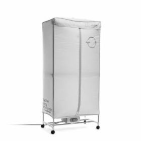 Innovagoods Dupledry Secadora Electrica Portatil de 2 Alturas - 1200W - Capacidad 15kg - Cable 140cm - Temperatura hasta 70ºC - Acero Inoxidable - Temporizador - 70x150x45cm - Color Gris