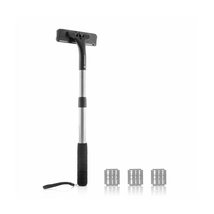 Innovagoods Extaver Afeitadora Corporal con Mango Extensible - Aluminio - Antideslizante - Facil Limpieza - Longitud de 36 a 54cm - 13x4.5x36-54cm - Color Negro y Gris