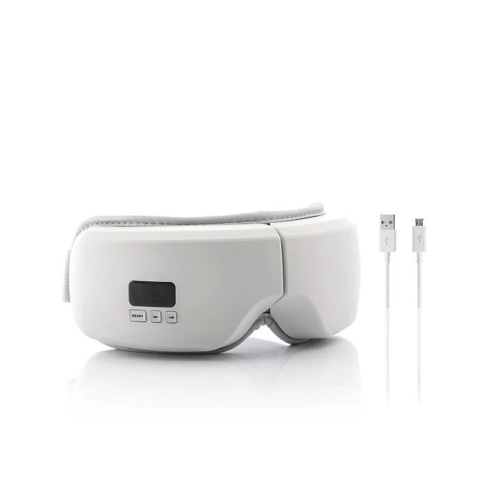 Innovagoods Eyesky Masajeador de Ojos con Compresion de Aire 4 en 1 - Bluetooth - Bateria 1000mAh - Recargable - Funcion Calor - 22x12.5x9cm - Color Gris