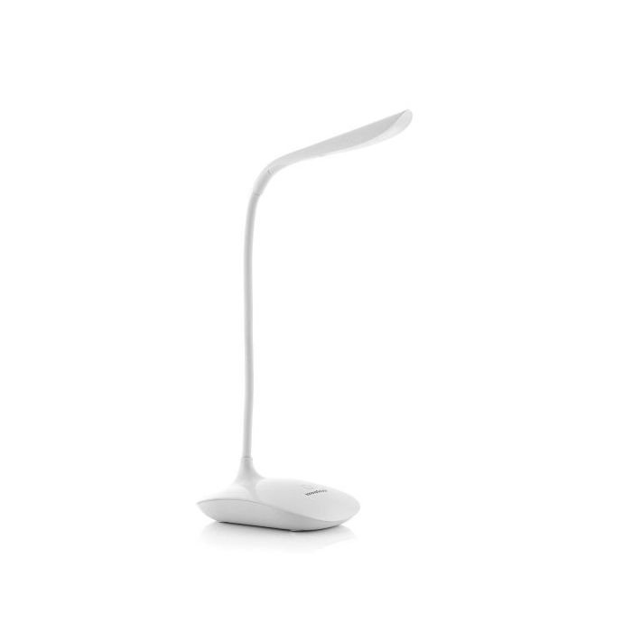 Innovagoods Lampara de Mesa LED - 2W - Bateria 1200mAh - Incluye Cable USB - Intensidad Regulable - Recargable - Multifuncion - Altura Ajustable - Antideslizante - 10x39.5x11.5cm - Color Blanco