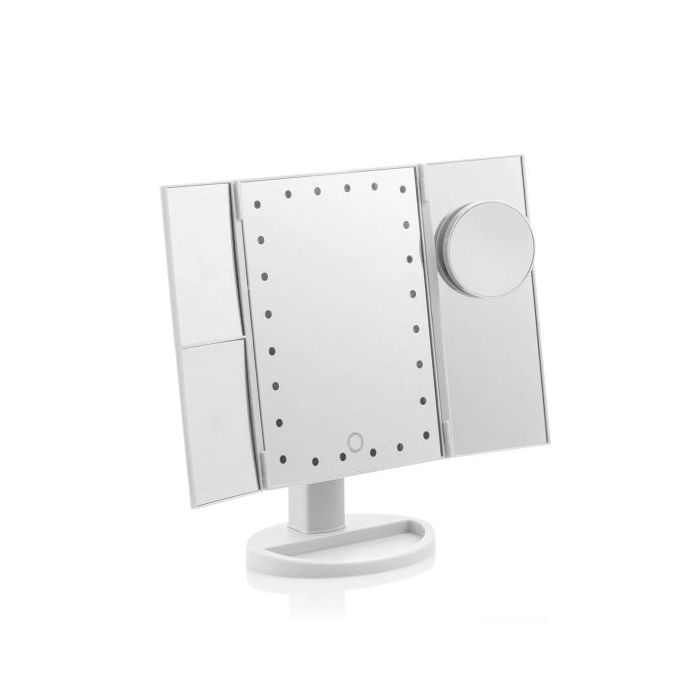 Innovagoods Ledflect Espejo de Aumento 4 en 1 - Inalambrico - Luz LED Blanca - Plegable - Soporte Desmontable - 18x29x12cm - Color Blanco