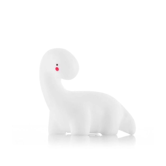 Innovagoods Lightosaurus Lampara Dinosaurio LED - Luz Quitamiedos - RGB Multicolor - Vinilo - 13x12x8cm - Color Blanco