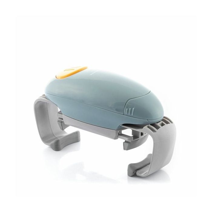Innovagoods Lloucan Abridor de Botes y Tarros Electrico - Automatico - Facil de Usar - Ajustable - Funciona con 2 Pilas Aa - Autoapagado - 19.5x10.8x6.7cm - Color Gris y Azul