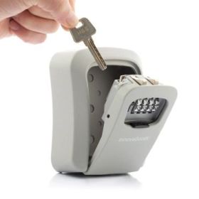 Innovagoods LorK Caja de Seguridad Compacta para Llaves - Incluye Accesorios - Multifuncion - Cerradura de Combinacion - 8.5x11.3x4cm - Color Gris