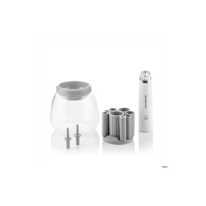 Innovagoods Maklin Limpiador y Secador Automatico de Brochas de Maquillaje - Velocidad 7000rpm - Inalambrico - 12x10cm - Color Blanco y Gris