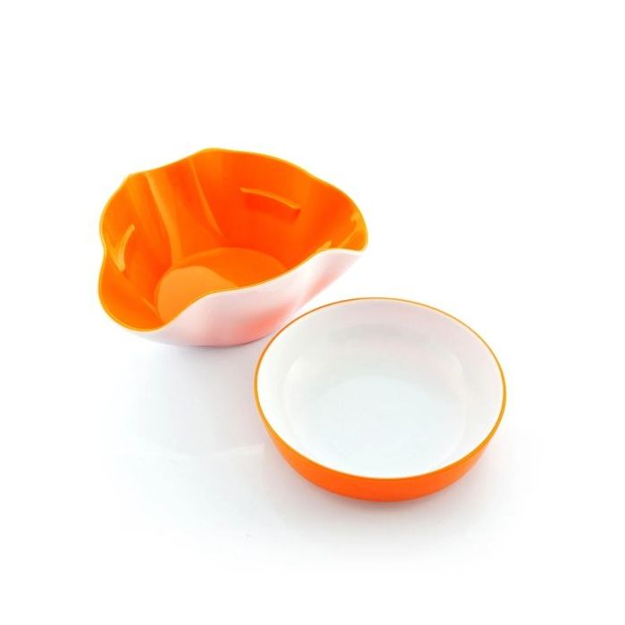 Innovagoods Pack de 2 Bols para Apertivos - Multiusos - Libre de BPA - Apilable - Color Naranja y Blanco