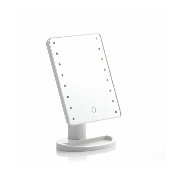Innovagoods Perflex Espejo de Sobremesa - Luz LED Blanca Regulable - Inalambrico - Tactil - Soporte Desmontable - 17x27x12cm - Color Blanco