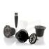 Innovagoods Recoff Pack de 3 Capsulas de Cafe Reutilizables - Acero Inoxidable - Facil Limpieza - Compatible con Cafeteras Nespresso - Sostenible y Ecologico - 3.9x3cm - Color Negro