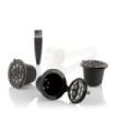 Innovagoods Recoff Pack de 3 Capsulas de Cafe Reutilizables - Acero Inoxidable - Facil Limpieza - Compatible con Cafeteras Nespresso - Sostenible y Ecologico - 3.9x3cm - Color Negro