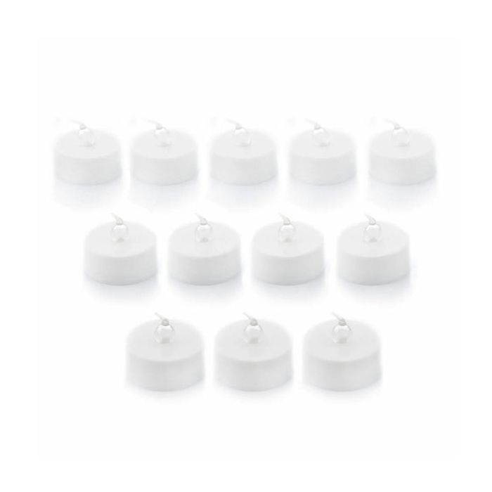 Innovagoods Romandle Pack de 12 Velas de Te LED - Luz Calida - Efecto Llama - Duracion hasta 75min - Pack de 2 Set de Velas de Te LED - 3.7x3.5cm - Color Blanco