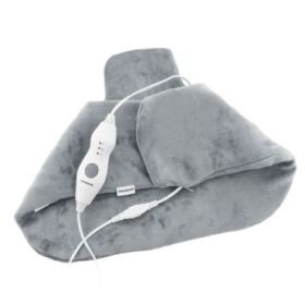 Innovagoods Sholkad Almohadilla Electrica para Cuello y Hombros - 70W - Cable 230cm - Funcion Calor - Apagado Automatico - Control Desmontable - Funda con Cremallera - 60×45×1cm - Color Gris