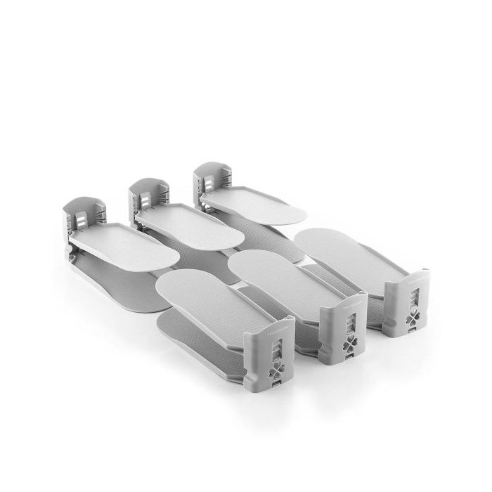 Innovagoods Sholzzer Pack de 6 Organizadores de Zapatos - Apertura Ajustable - Antideslizante - Desmontable - 10x10-17x26cm - Color Gris