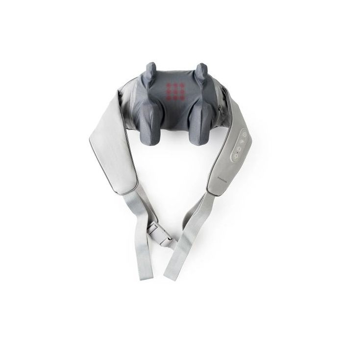 Innovagoods Silax Masajeador de Cuello y Espalda 6D - Autonomia 10min - 3 Velocidades - Bateria 2000mAh - Funcion Calor - Recargable - Apagado Automatico - 15x14x120cm - Color Gris