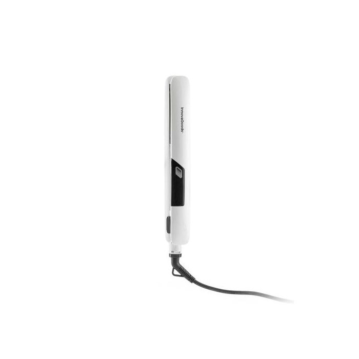 Innovagoods Stemio Plancha de Pelo Ceramica 3D con Vapor - 36W - Cable 180cm - Temperatura Regulable - Pantalla LED - Tecnologia Ptc - Apagado Automatico - 4.2x30x3.5cm - Color Blanco