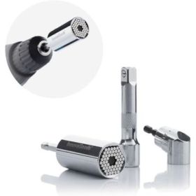 Innovagoods Uniscrew Llave de Vaso Universal - Incluye Accesorios - Multifuncion - Tornilleria Entre 7-19mm - 2.5x5cm - Color Plateado