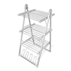 Innovagoods Verayer Tendedero Electrico Plegable - 300W - Soporta hasta 2.5kg por Nivel - Cable 140cm - Temperatura hasta 55ºC - Plegable - Soporte para Calzado - 66x140x7cm - Color Gris