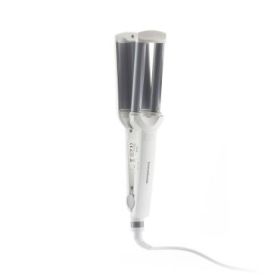 Innovagoods Wavio Plancha de Pelo Ceramica para Ondas - 55W - Cable 180cm - Temperatura hasta 200ºC - Indicador LED - Tecnologia Ptc - 6.3x30x4cm - Color Blanco y Gris