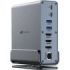 Leotec LEDS06 Docking Station USB C 15 en 1 - 2x HDMI 4K + DisplayPort - Power Delivery 100W - Ethernet Gigabit - 5x USB + USB C - Lector SD y MicroSD - Jack 3.5 mm - Color Gris Aluminio