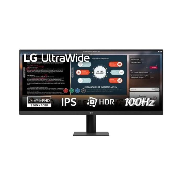 LG Ultrawide Monitor 29" LCD IPS WFHD 100Hz HDR FreeSync - 21:9 - HDMI, Displayport - VESA 100x100 - Color Negro