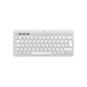 Logitech Pebble Keys 2 K380s Teclado Inalambrico - Bluetooth + RF Logi Bolt - Teclas Silenciosas de Perfil Bajo - Easy‑Switch para 3 Dispositivos - Formato Mini QWERTY - Bateria hasta 36 Meses - Color Blanco