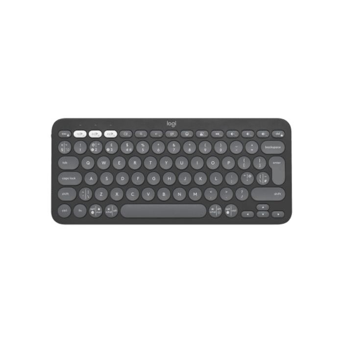 Logitech Pebble Keys 2 K380s Teclado Inalambrico - Bluetooth + RF Logi Bolt - Teclas Silenciosas de Perfil Bajo - Easy‑Switch para 3 Dispositivos - Formato Mini QWERTY - Bateria hasta 36 Meses - Color Grafito