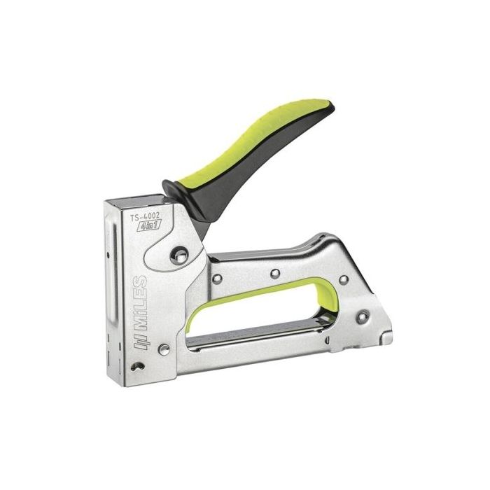 Miles TS4002 Clavadora/Grapadora Metalica - Para Grapas 6-10mm - Facil Carga con Indicador - Ergonomica - Color Cromado