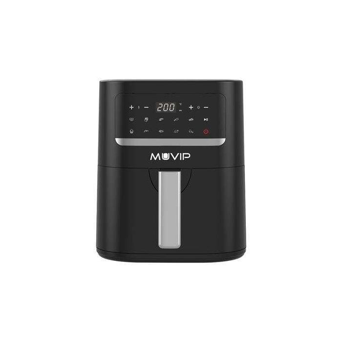 Muvip Freidora Aire Caliente 4.5L 1600W Pantalla Tactil - 10 Programas Preestablecidos - Cocina con 80% Menos Grasa - Olla Antiadherente - Temperatura Regulable 50-200ºC - Color Negro