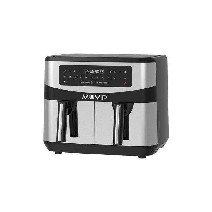 Muvip Freidora Aire Caliente Doble 9 Litros 2600W Pantalla Tactil - 12 Programas de Coccion - Color Gris