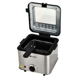 Muvip Freidora Electrica - 1.5 Litros - Asas Tacto Frio - Selector de Temperatura - Desmontable Para Facil Limpieza - Tapa con Ventana - 1000W