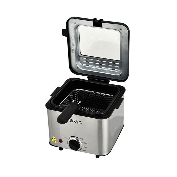 Muvip Freidora Electrica - 1.5 Litros - Asas Tacto Frio - Selector de Temperatura - Desmontable Para Facil Limpieza - Tapa con Ventana - 1000W