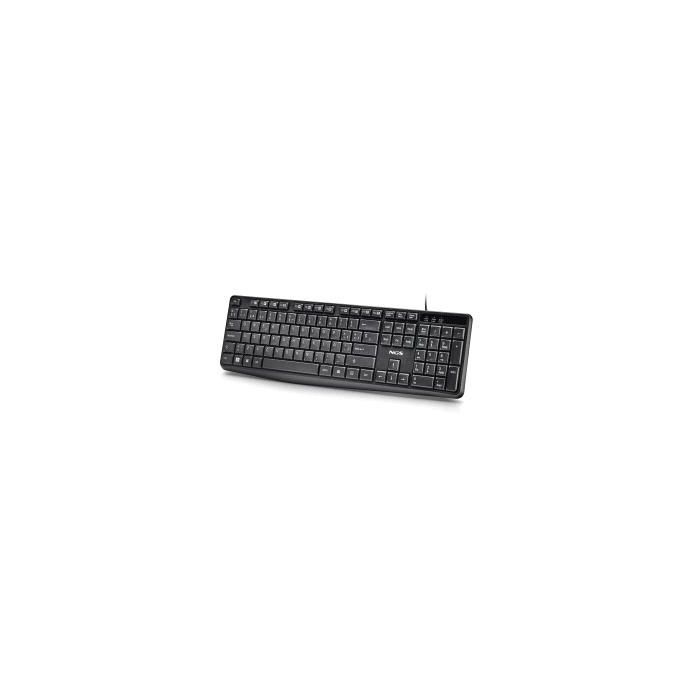NGS Funky V4 Teclado USB - 12 Teclas Multimedia FN - Teclas de Membrana Silenciosas - Diseno Resistente a Salpicaduras con Tratamiento Antidesgaste - Patas Plegables para Inclinacion Ajustable - Cable 1.5m - Color Negro
