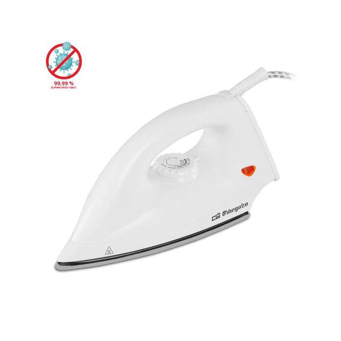 Orbegozo SV 1270 Plancha Seco - Calentamiento Uniforme y Veloz - Base Plana para Calor Homogeneo - Diseño en Punta para Llegar a Todos Los Rincones - Suela Antiadherente - Regulador de Temperatura