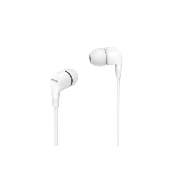 Philips Auriculares Intraurales con Cable - Jack 3.5mm - Microfono Integrado - 3 Pares de Almohadillas de Silicona - Aislamiento Pasivo del Ruido - Altavoz 8.6mm - Boton Multifuncion - Color Blanco