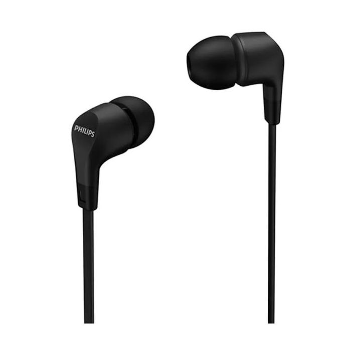 Philips Auriculares Intraurales con Cable - Jack 3.5mm - Microfono Integrado - 3 Pares de Almohadillas de Silicona - Aislamiento Pasivo del Ruido - Altavoz 8.6mm - Boton Multifuncion - Color Negro