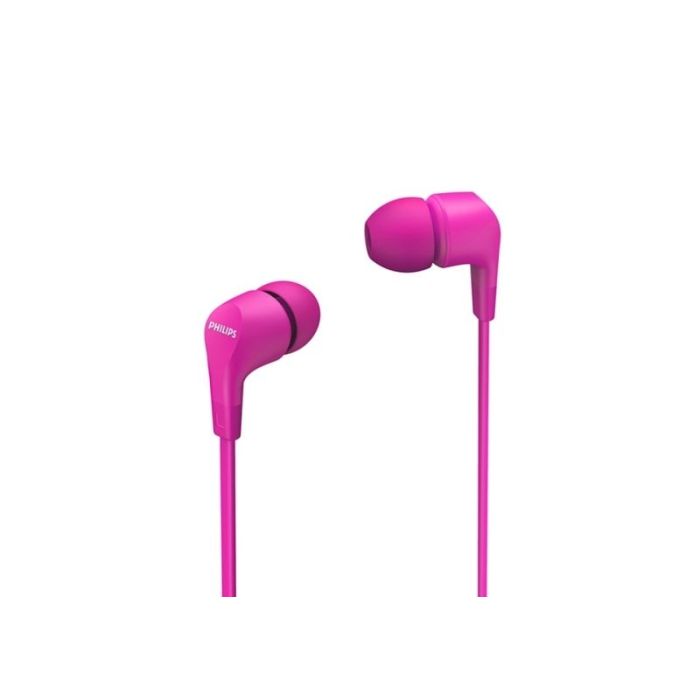Philips Auriculares Intraurales con Cable - Jack 3.5mm - Microfono Integrado - 3 Pares de Almohadillas de Silicona - Aislamiento Pasivo del Ruido - Altavoz 8.6mm - Boton Multifuncion - Color Rosa