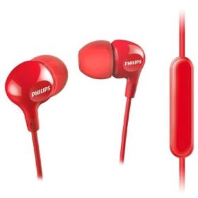 Philips Auriculares Intraurales con Cable - Jack 3.5mm - Microfono Integrado - Aislamiento Pasivo del Ruido - Boton Multifuncion - Altavoz 8.6mm - Color Rojo