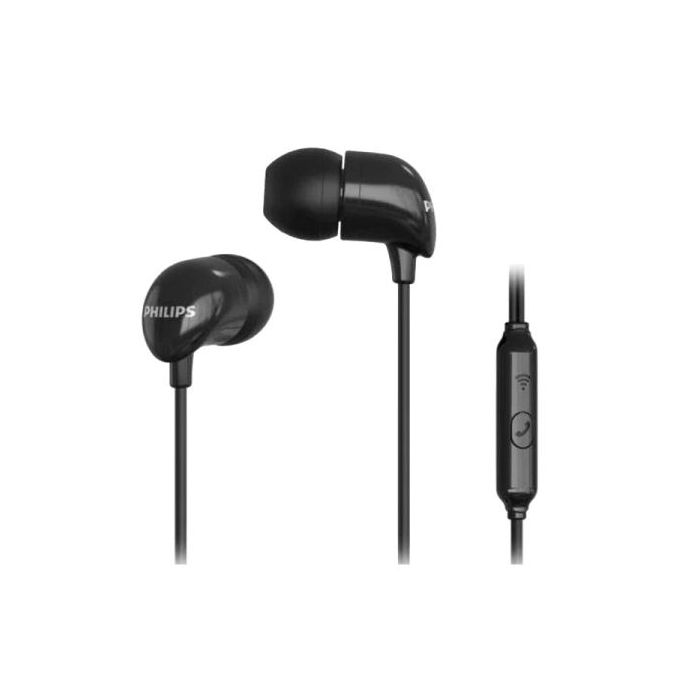 Philips Auriculares Intraurales con Cable - Jack 3.5mm - Microfono Integrado - Boton Multifuncion - Color Negro