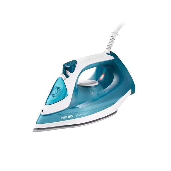 Philips Plancha de Ropa - Potencia 2100W - Deposito de 300ml - Suela Ceramica Antiadherente - Cable 1.9m - Termostato Regulable - Sistema Antigoteo y Antical - Punta de Precision Triple - Color Azul