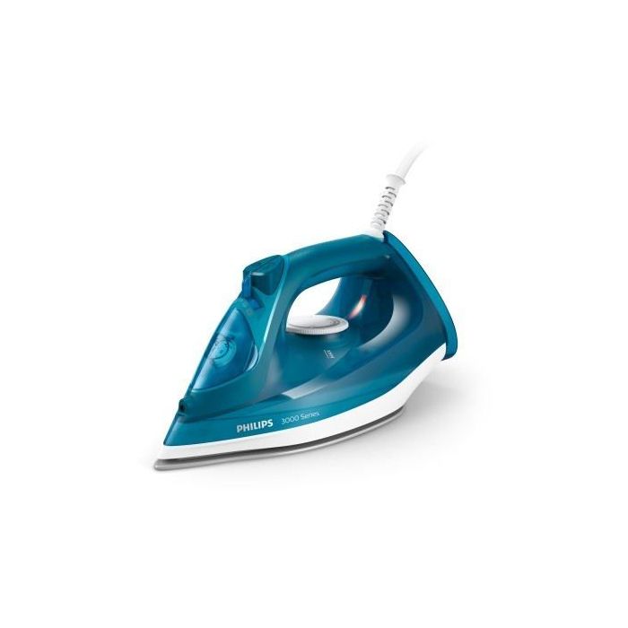Philips Plancha de Ropa - Potencia 2400W - Deposito de 300ml - Cable Antitorsion 1.9m - Termostato Regulable - Sistema Antigoteo y Antical - Apagado Automatico - Funcion Spray - Color Azul