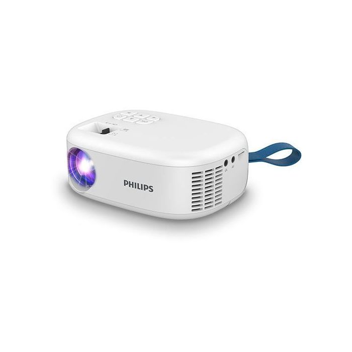 Philips Proyector LED - HD 720P - Brillo 100 Lumenes ANSI - Proyecion hasta 80 Pulgadas - WiFi - Altavoces Integrados - HDMI - USB - Duplicacion de Pantalla - Color Blanco